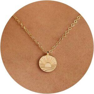⚡Gold Sun Pendant Necklace for Women Minimalist Sunrise Jewelry Gift Idea